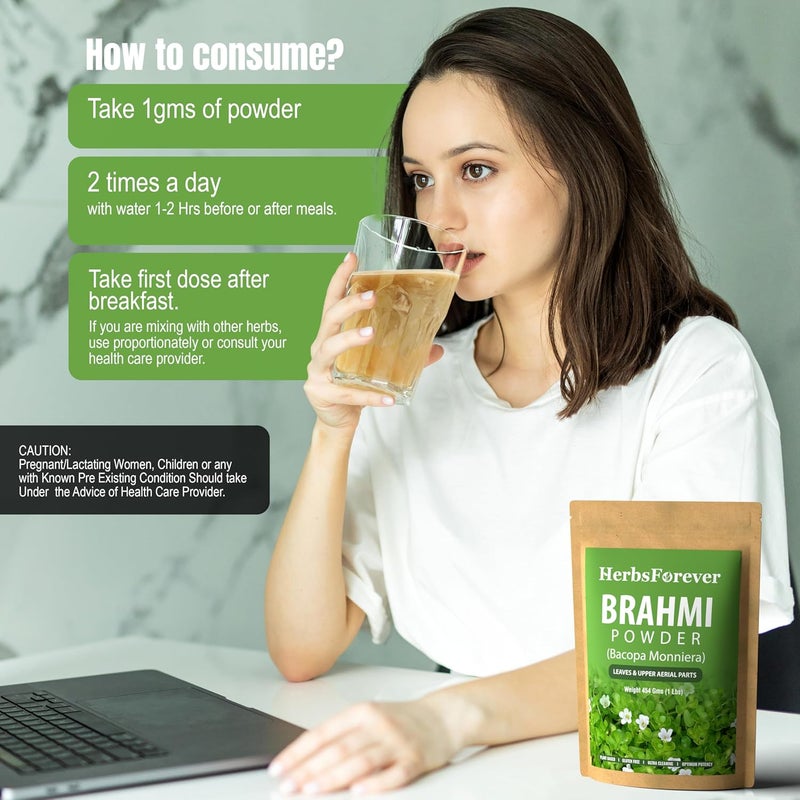 HerbsForever Brahmi Powder - Bacopa Monnieri for Enhanced Focus and Memory - 454 GMS - Image 5